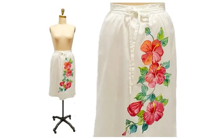 1970s hand painted Florida Keys wrap skirt | medium