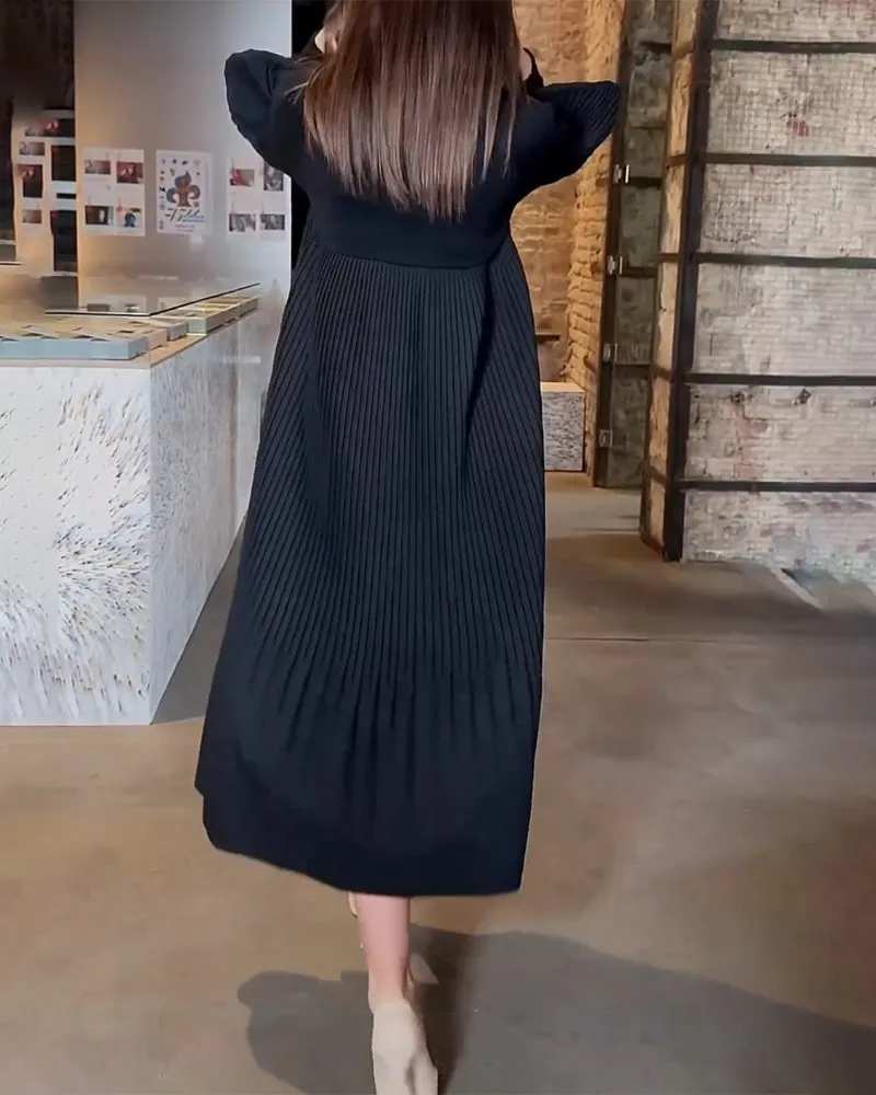 50% discount 🔥 Elegant dress with lantern sleeves in solid color