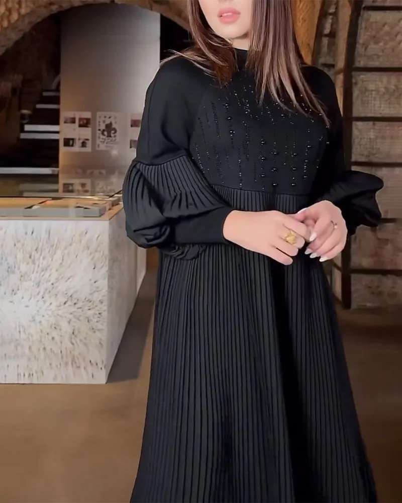 50% discount 🔥 Elegant dress with lantern sleeves in solid color