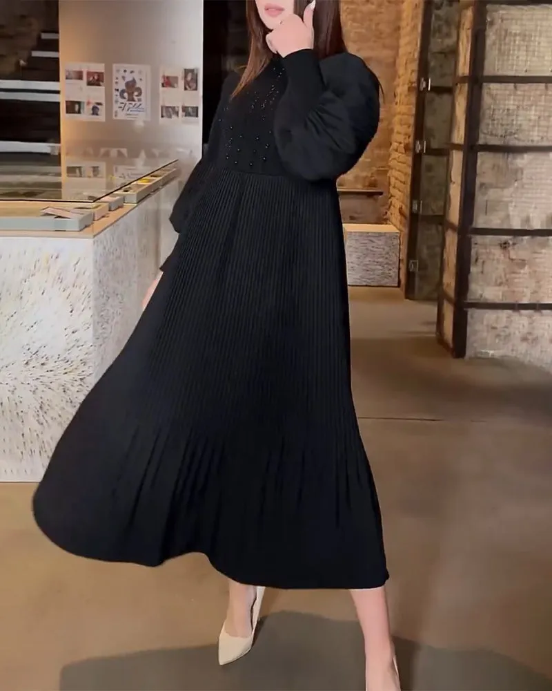 50% discount 🔥 Elegant dress with lantern sleeves in solid color