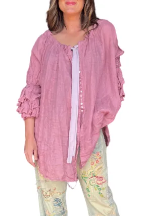 AMANO BUTTON BACK BLOUSE (LINEN GAUZE) ROSE
