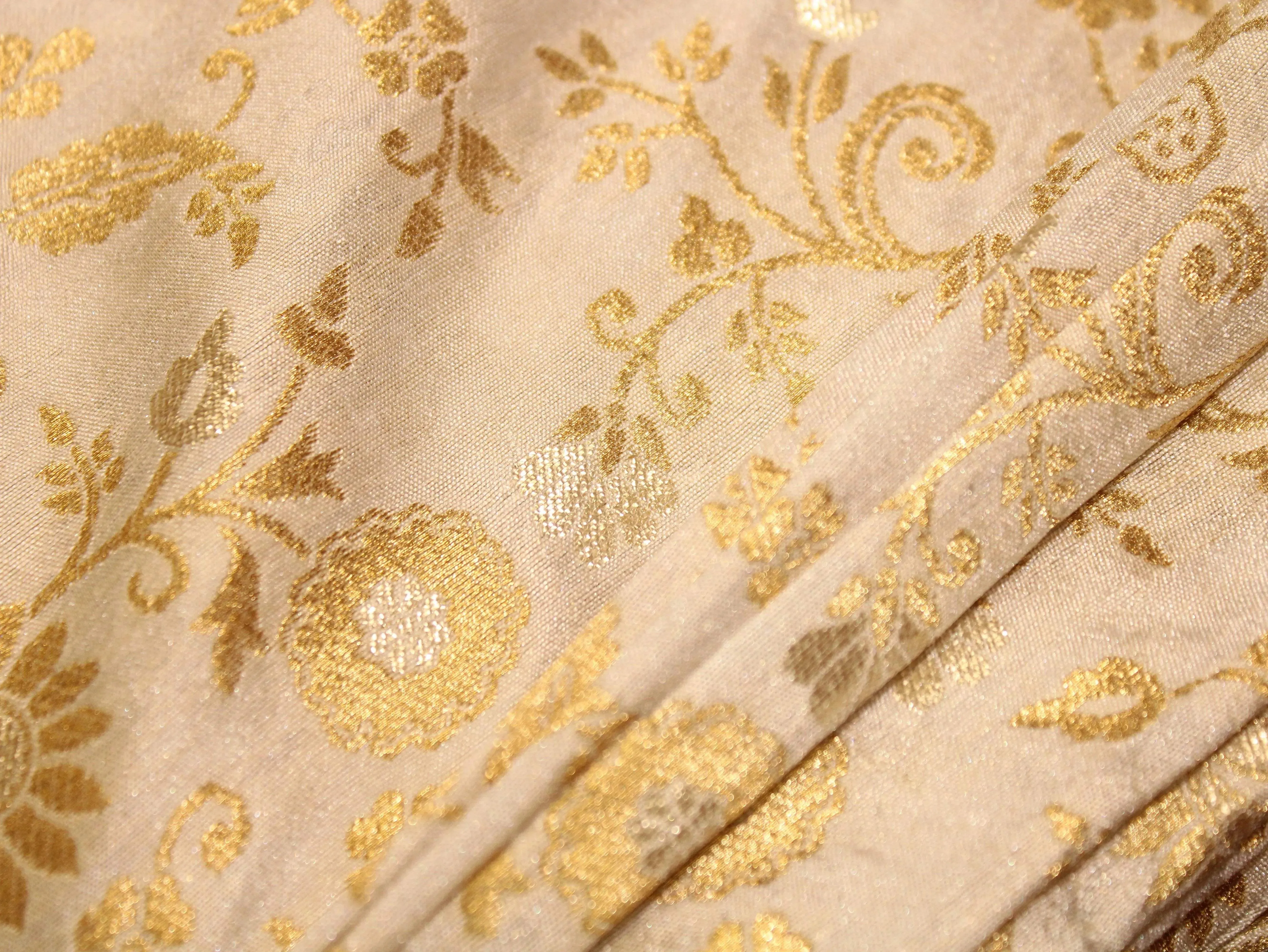 Banarasi Floral Brocade Fabric - White Dyeable