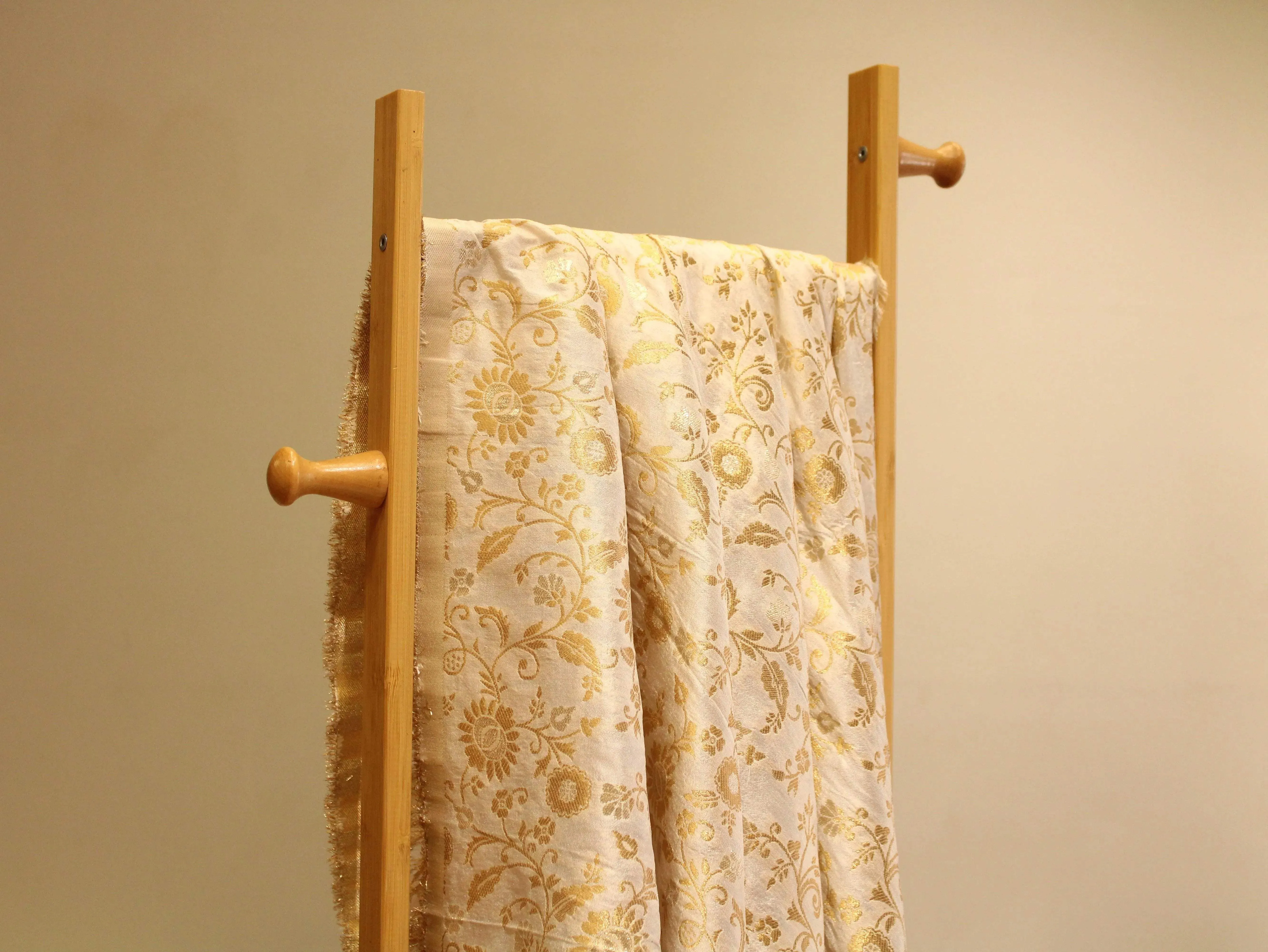 Banarasi Floral Brocade Fabric - White Dyeable