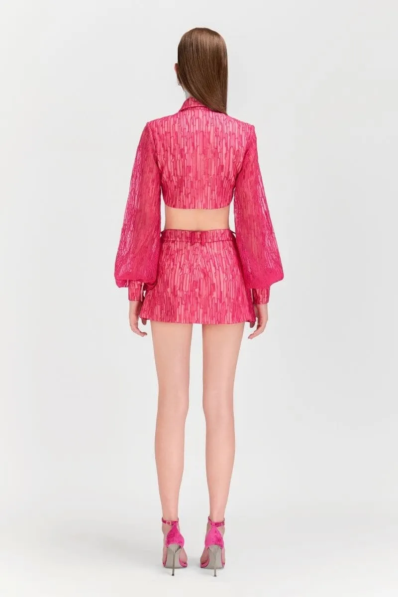 CARNELIAN CROPPED SHIRT AND MINI SKIRT SET