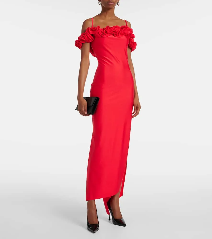 Coperni Floral-appliqué jersey gown