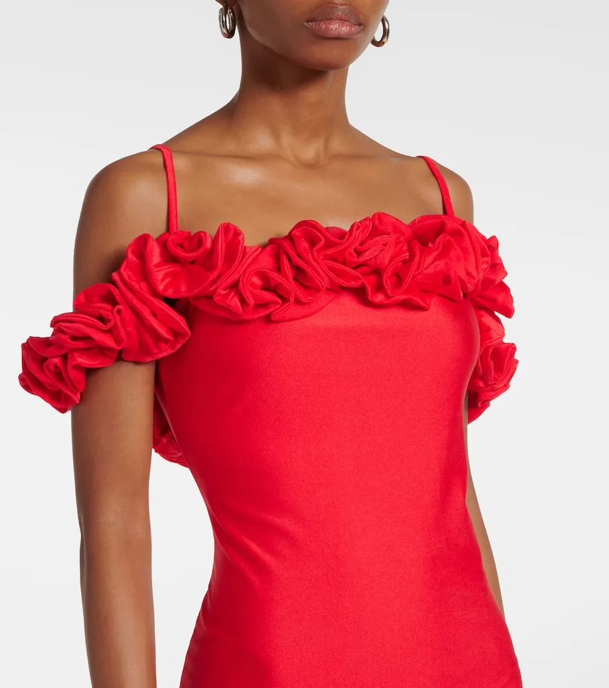 Coperni Floral-appliqué jersey gown