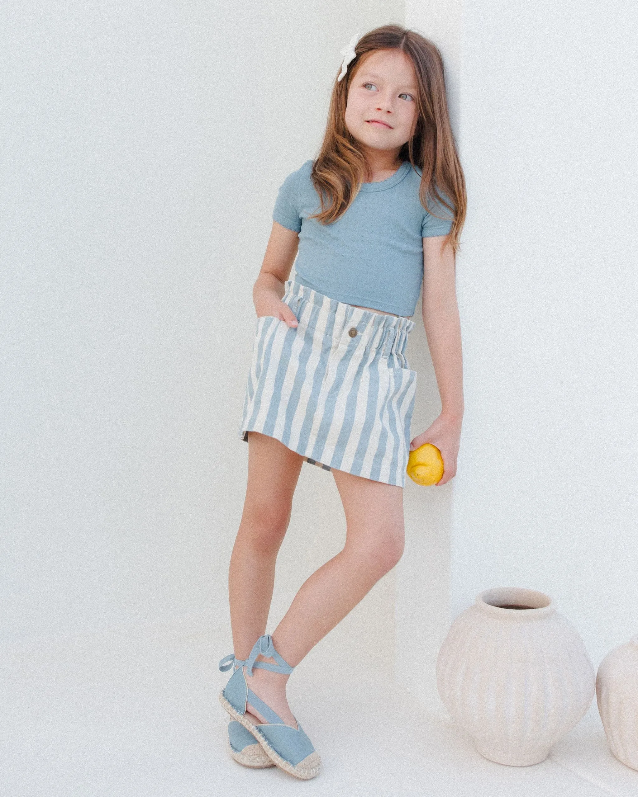 Denim Mini Skirt - Ocean Stripe