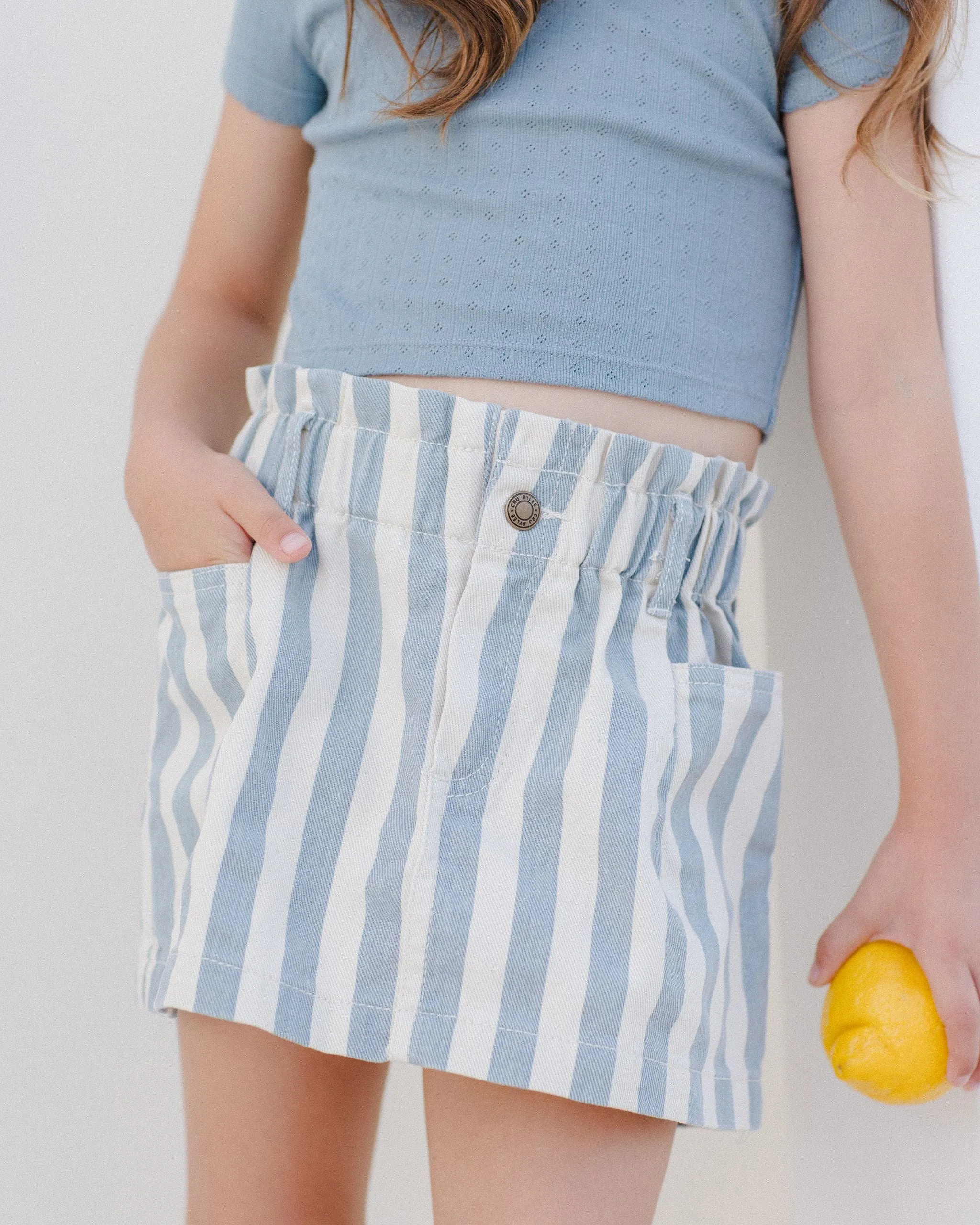 Denim Mini Skirt - Ocean Stripe