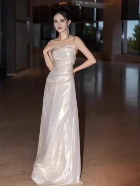 Elegant Gowns Evening Dresses Strapless A Line Long Prom Dress Formal Evening Party Dress