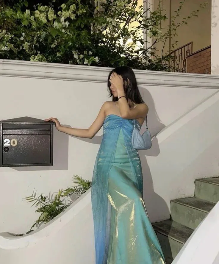 Elegant Gowns Evening Dresses Strapless Blue Long Prom Dress Evening Party Dress