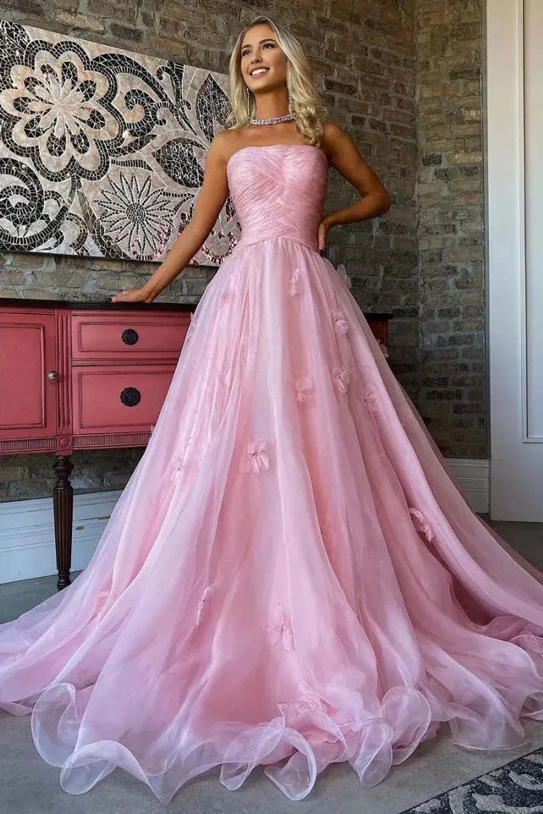 Formal Women's Dresses Pink Tulle Long Prom Dress Pink Tulle Formal Dress Prom Dresses Stores