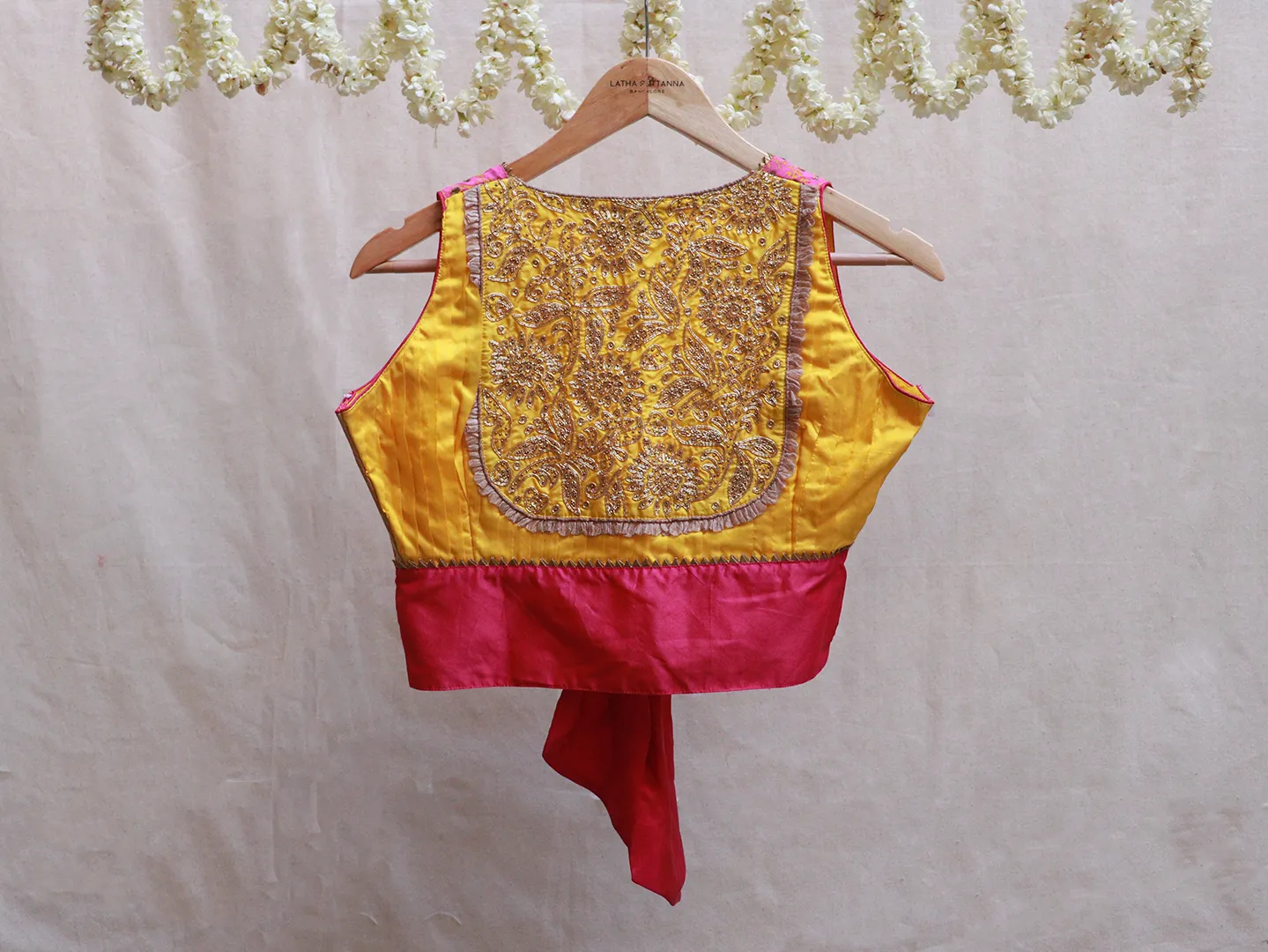 French Rose Pink, silk, Hand embroidery blouse