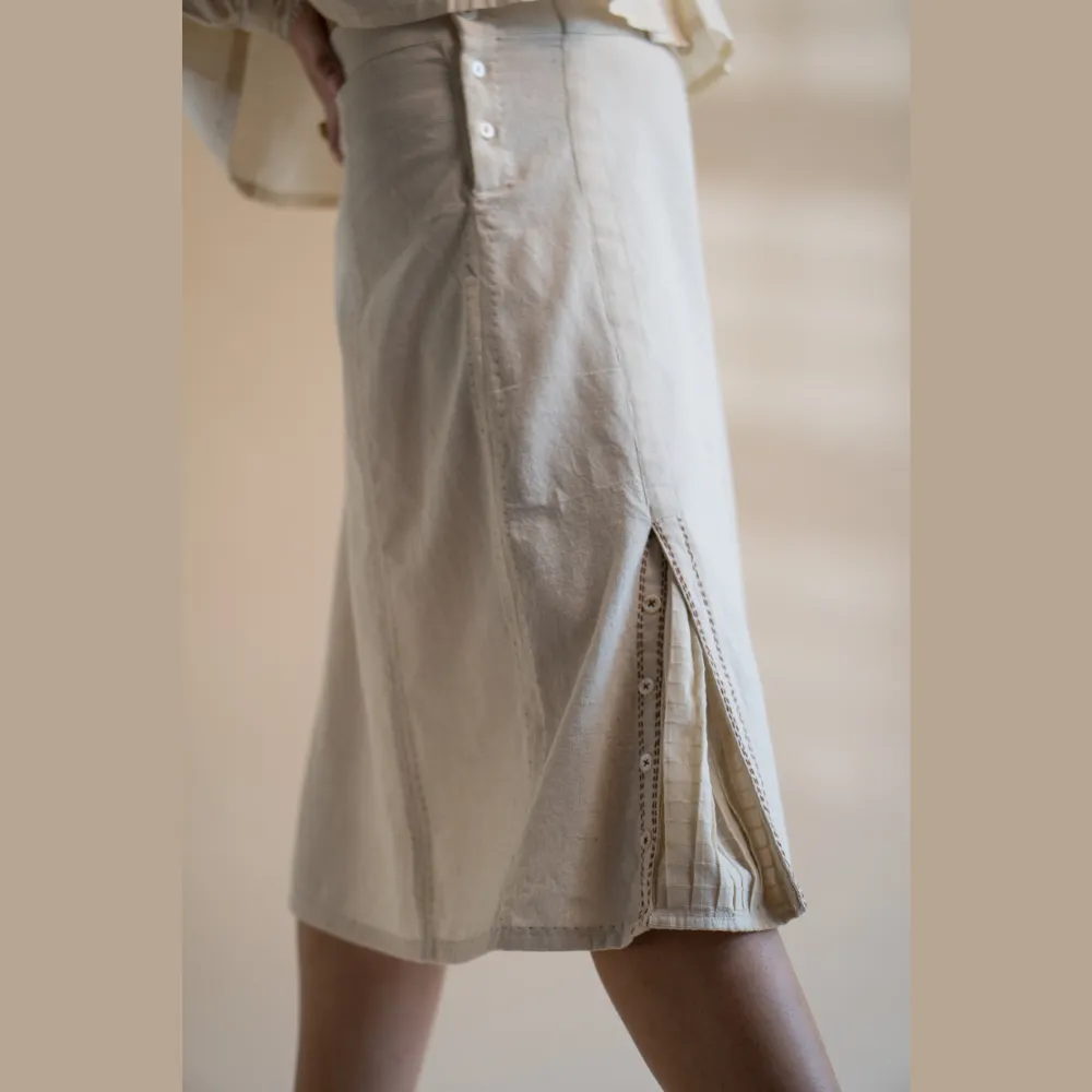 Ivory A-Line Skirt | Hand Embroidered | Formal Wear | Anytime Appeal