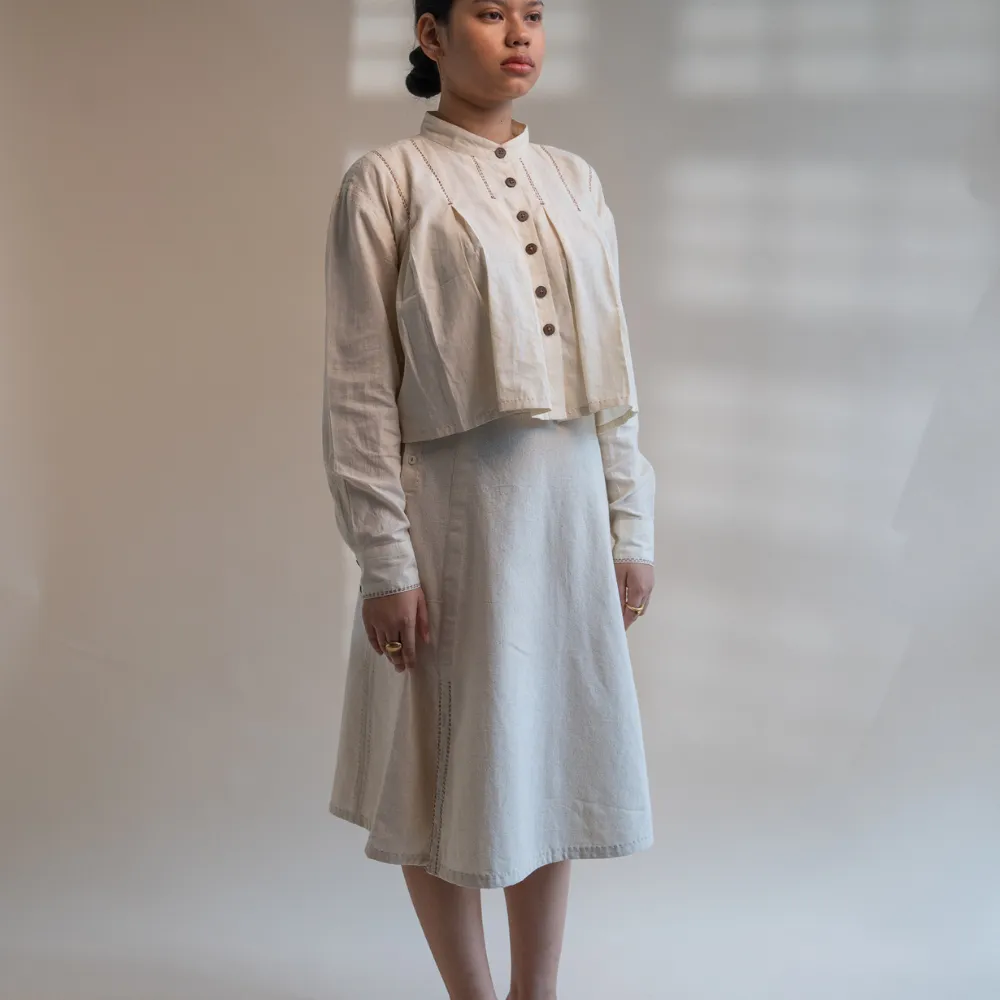 Ivory A-Line Skirt | Hand Embroidered | Formal Wear | Anytime Appeal