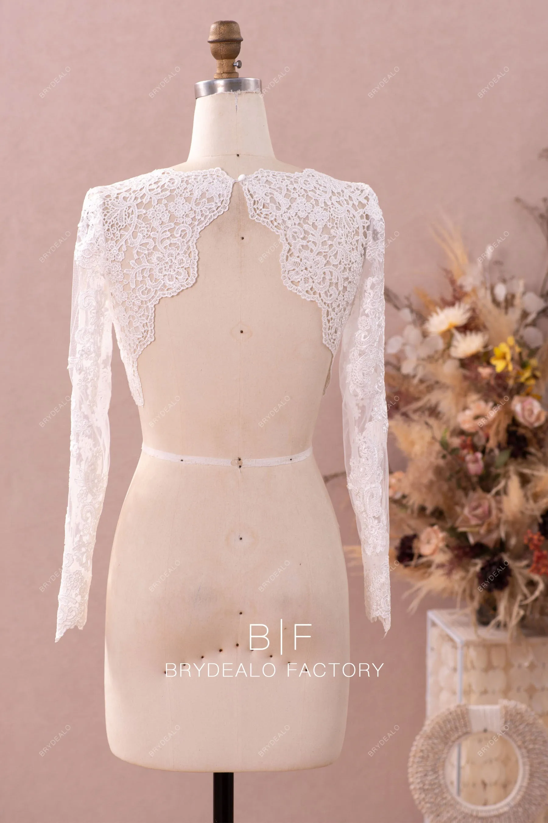 Lace Crop Top Scalloped Neck Bridal