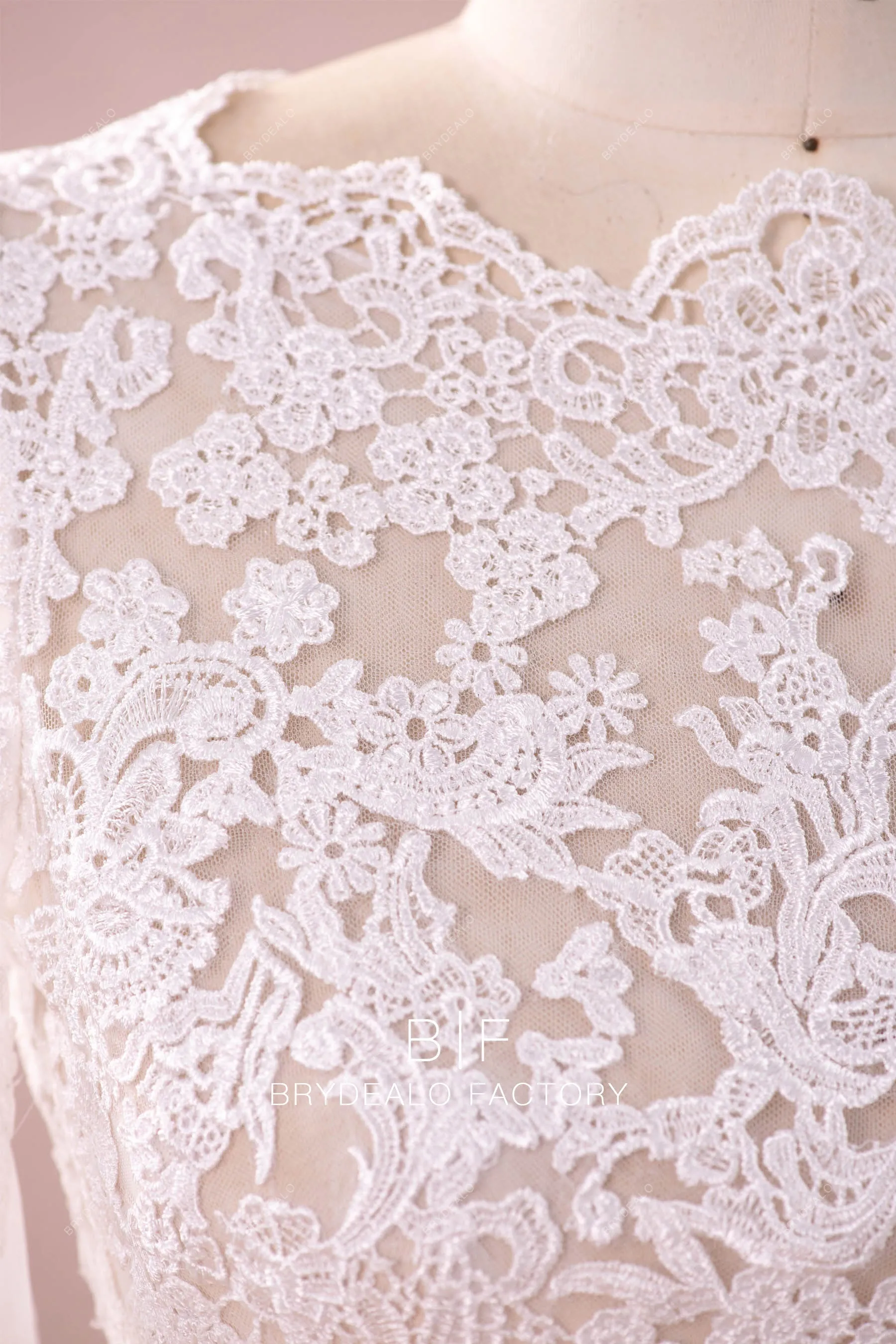Lace Crop Top Scalloped Neck Bridal