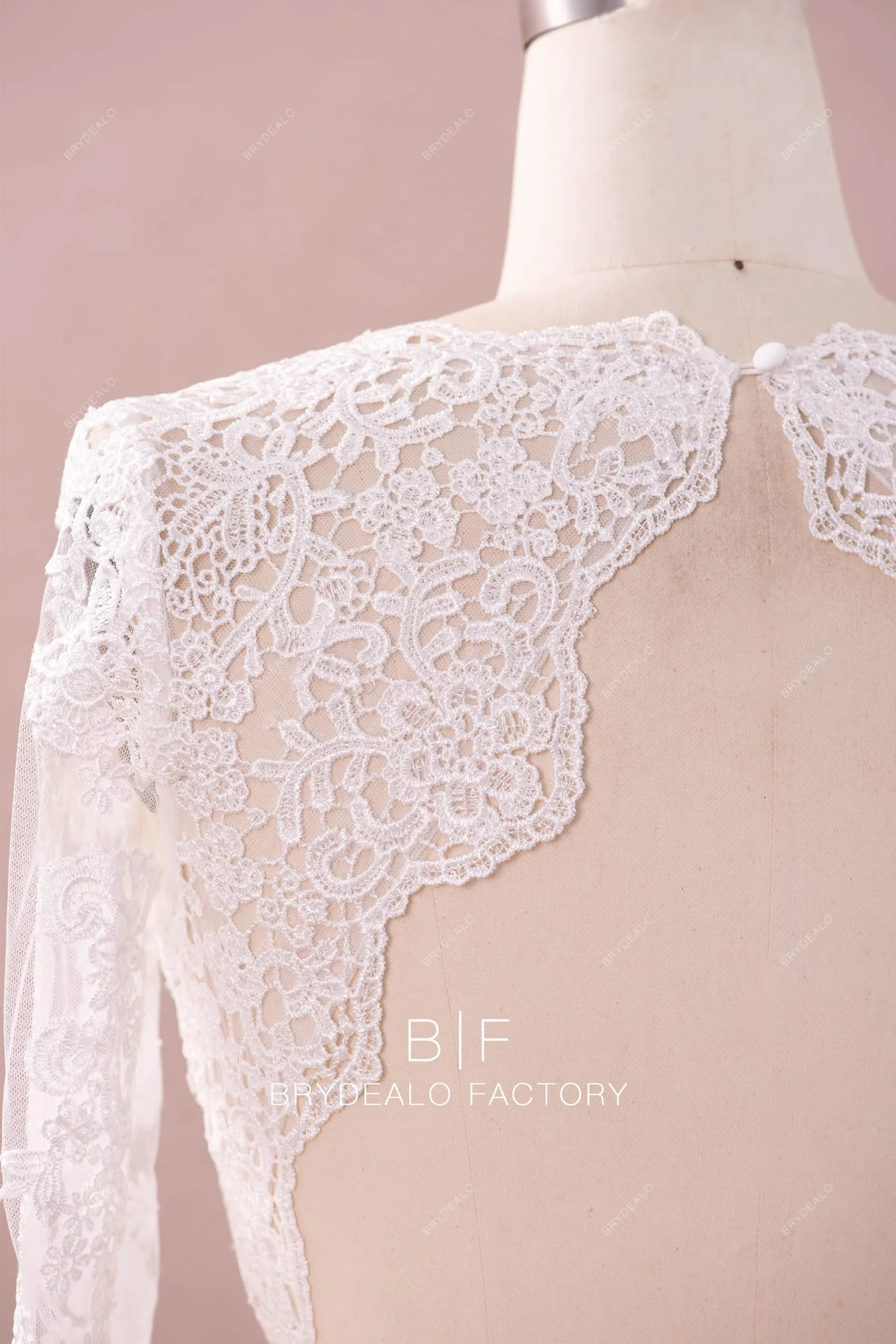 Lace Crop Top Scalloped Neck Bridal