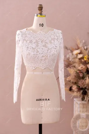 Lace Crop Top Scalloped Neck Bridal