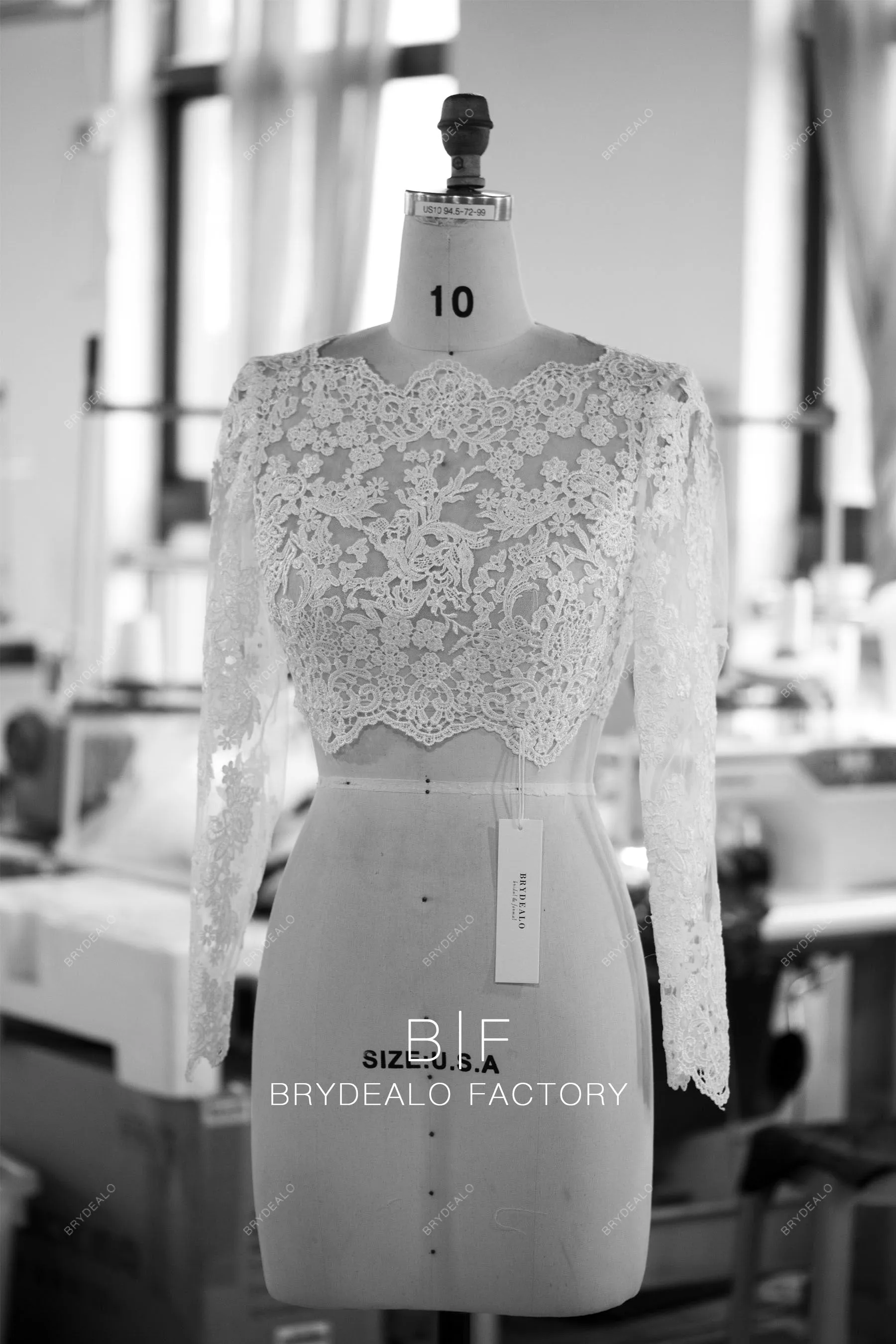 Lace Crop Top Scalloped Neck Bridal