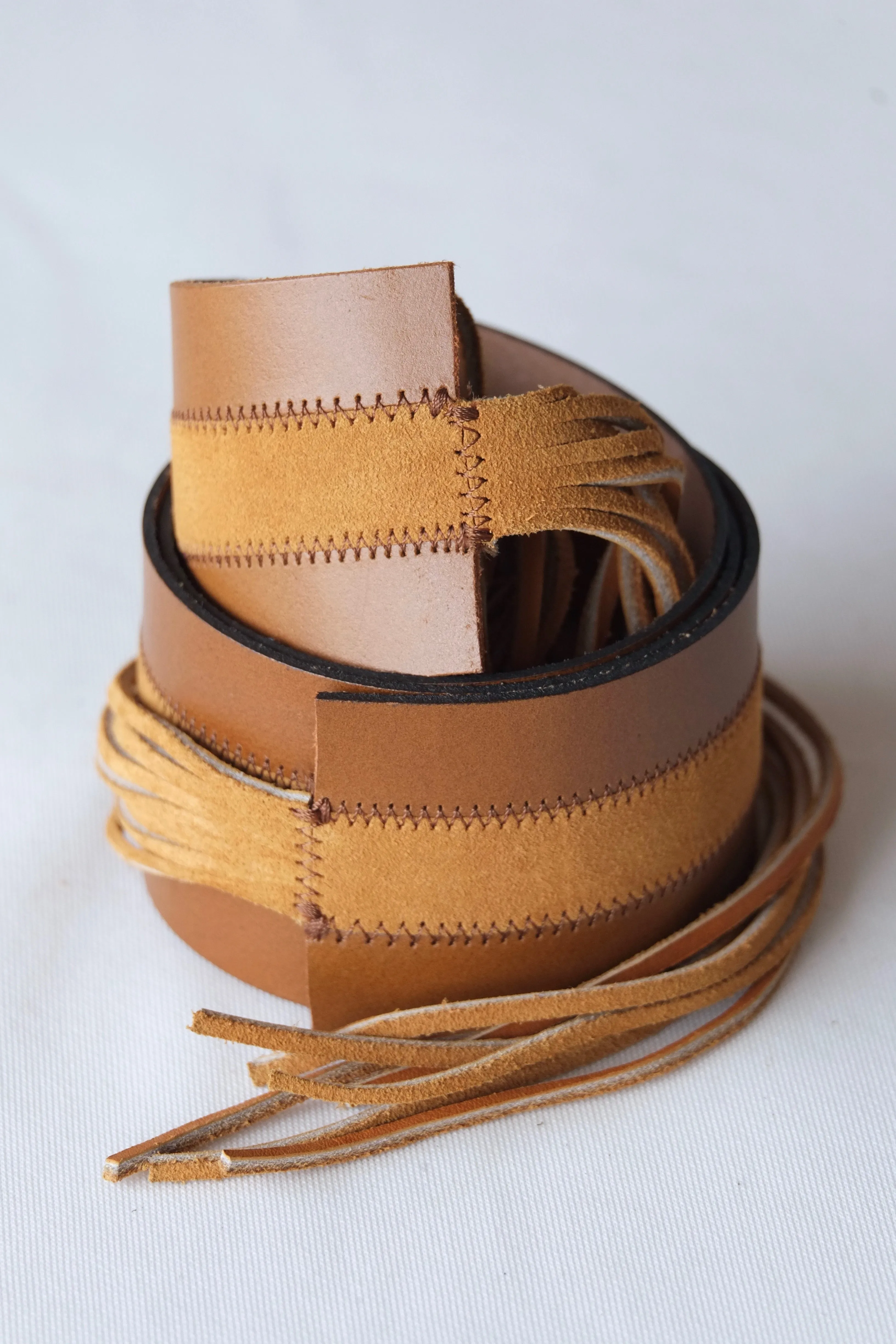 L'AIGLON Leather & Suede Tassels Belt