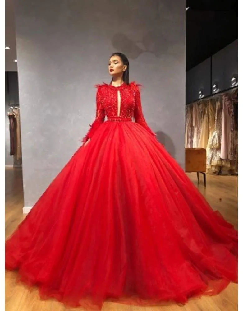 Luxury Evening Red Princess Gown