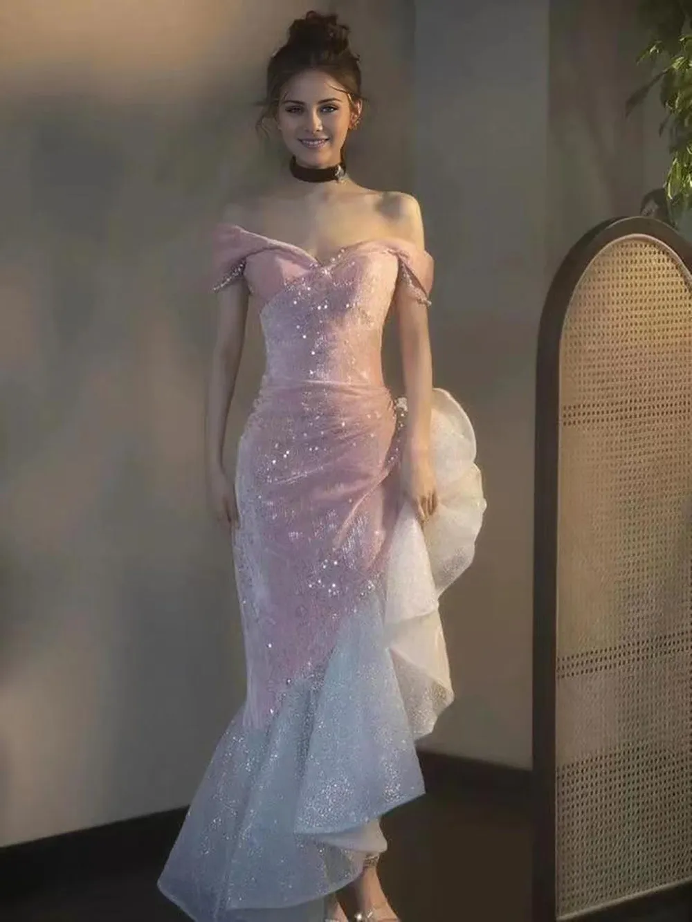 Mermaid / Trumpet Prom Dresses Party Dress Evening Party Floor Length Sleeveless Off Shoulder Tulle