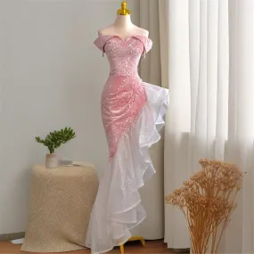 Mermaid / Trumpet Prom Dresses Party Dress Evening Party Floor Length Sleeveless Off Shoulder Tulle