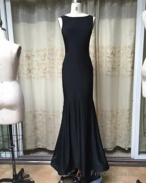 Sexy Open Back Long Jersey Mermaid Evening Dresses Court Train Prom Gowns