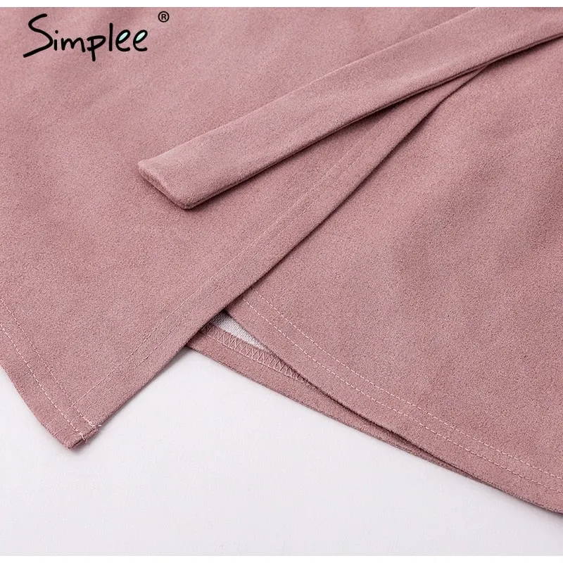 VenusFox sexy high waist split suede skirt