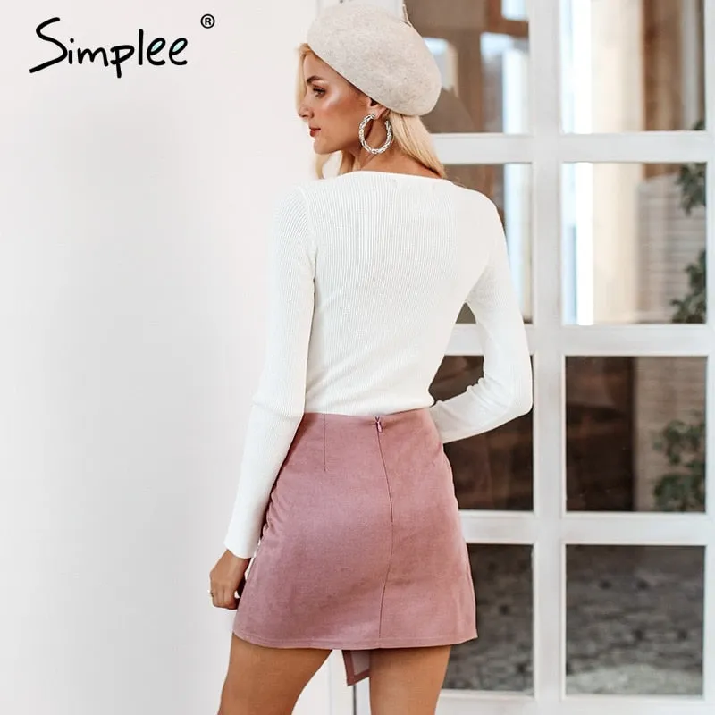 VenusFox sexy high waist split suede skirt