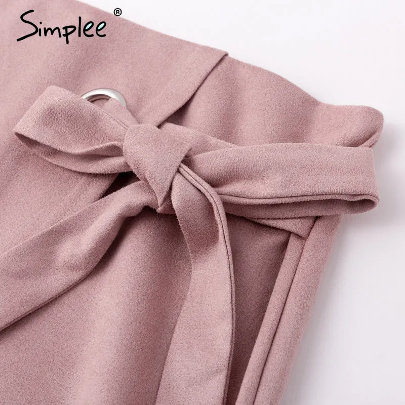 VenusFox sexy high waist split suede skirt