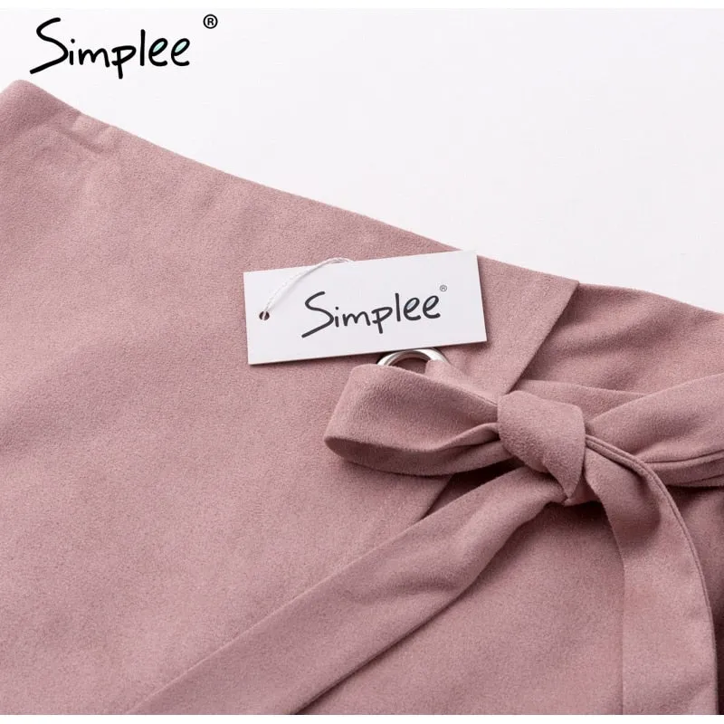VenusFox sexy high waist split suede skirt