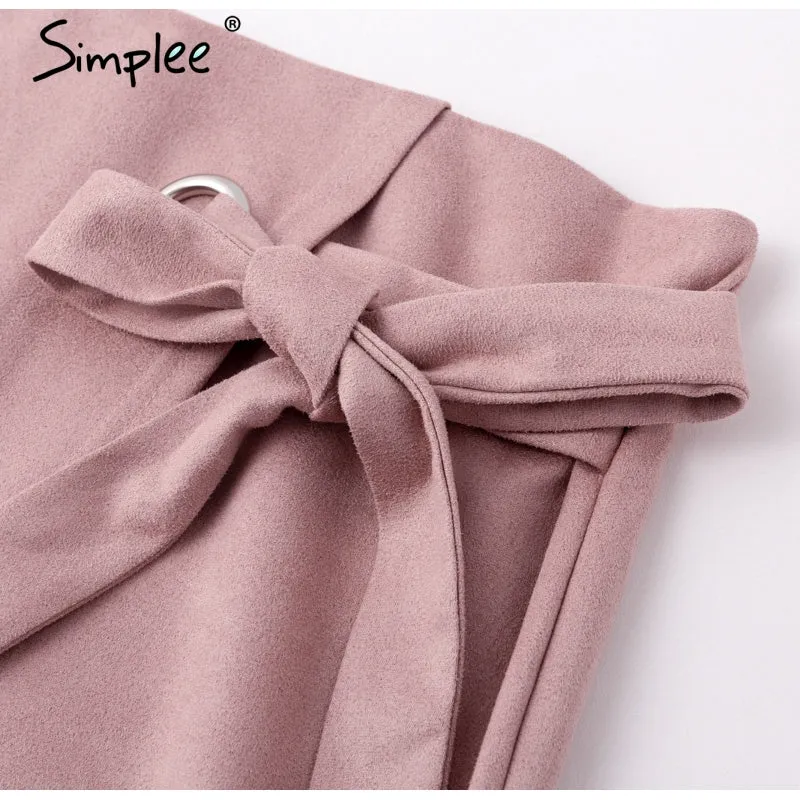 VenusFox sexy high waist split suede skirt