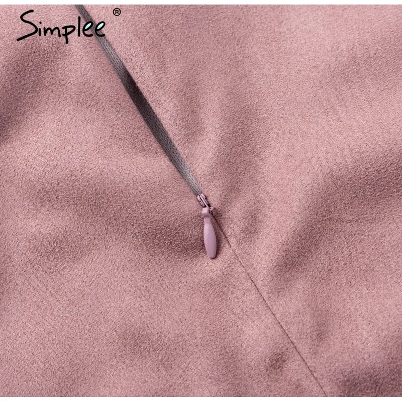 VenusFox sexy high waist split suede skirt