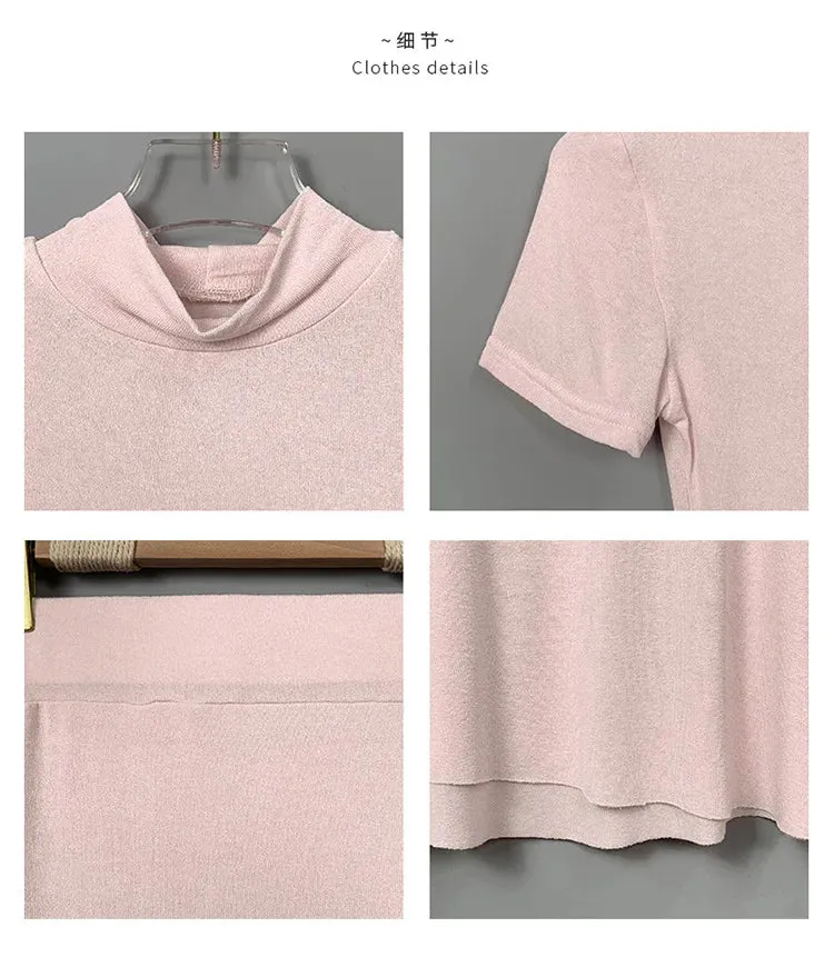 Womens Skirts Set Pink Korea Slim Sexy